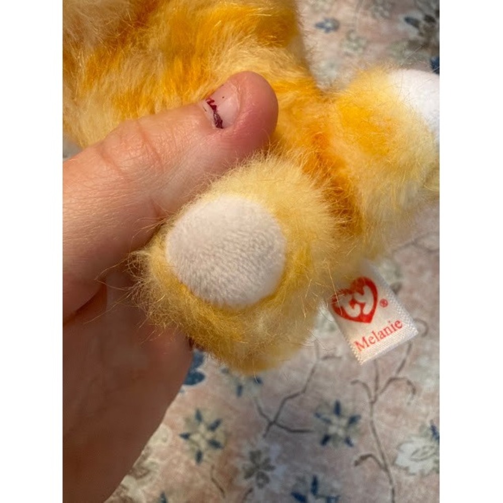 Ty Beanie Boos Melanie Cat Small Orange Tabby Green Eyes Plush Toy